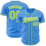Maillot de baseball bleu électrique authentique et personnalisé vert fluo et blanc Maillot de baseball bleu électrique authentique et personnalisé vert fluo et blanc
