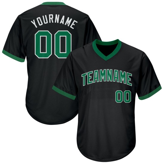 Maillot de baseball authentique en tricot côtelé rétro vert-blanc-noir Kelly Maillot de baseball authentique en tricot côtelé rétro vert-blanc-noir Kelly