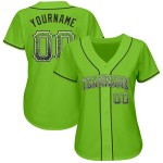 Maillot de baseball authentique vert personnalisé noir et blanc, style Drift Neon Maillot de baseball authentique vert personnalisé noir et blanc, style Drift Neon