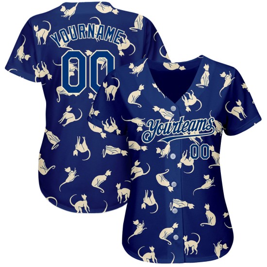 Motif bleu US authentique Baseball Navy Design Jersey Cat Cream personnalisé 3D Motif bleu US authentique Baseball Navy Design Jersey Cat Cream personnalisé 3D