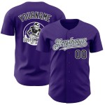 Maillot de baseball noir authentique violet argenté-blanc personnalisé