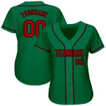 Maillot de baseball personnalisé Kelly authentique rouge-noir vert Maillot de baseball personnalisé Kelly authentique rouge-noir vert