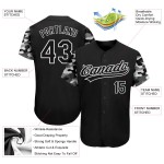Maillot de baseball noir authentique à motif camouflage 3D personnalisé Maillot de baseball noir authentique à motif camouflage 3D personnalisé