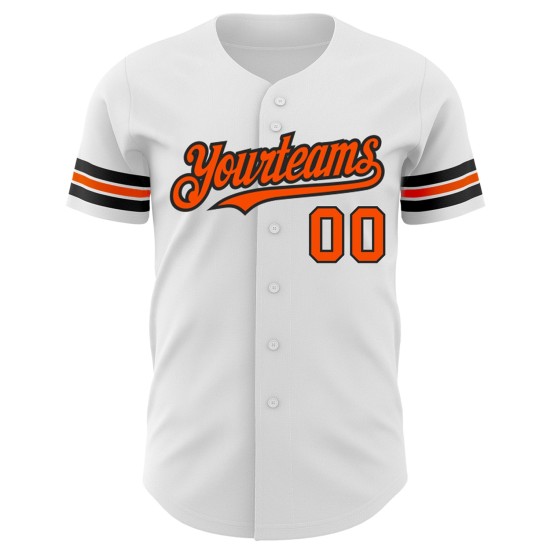 Maillot de baseball personnalisé blanc authentique orange-noir Maillot de baseball personnalisé blanc authentique orange-noir