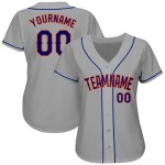 Maillot de baseball personnalisé gris authentique, bleu royal-orange Maillot de baseball personnalisé gris authentique, bleu royal-orange