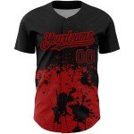 Maillot de baseball 3D authentique motif grunge abstrait rouge et noir Maillot de baseball 3D authentique motif grunge abstrait rouge et noir