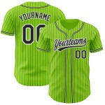 Maillot de baseball noir et blanc personnalisé à rayures fines, vert fluo et noir Maillot de baseball noir et blanc personnalisé à rayures fines, vert fluo et noir