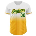 Maillot de baseball Kelly authentique à rayures fines, blanc, tendance, vert et or Maillot de baseball Kelly authentique à rayures fines, blanc, tendance, vert et or
