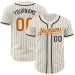 Maillot de baseball authentique noir et crème à rayures orange Texas Custom