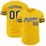 Maillot de baseball personnalisé authentique jaune noir et blanc Maillot de baseball personnalisé authentique jaune noir et blanc