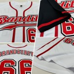 Maillot de baseball blanc authentique ton rouge-noir personnalisé deux Maillot de baseball blanc authentique ton rouge-noir personnalisé deux