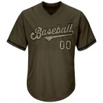 Maillot de baseball authentique personnalisé camouflage-noir rétro Service To Rib-Knit Salute Olive Maillot de baseball authentique personnalisé camouflage-noir rétro Service To Rib-Knit Salute Olive