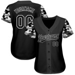 Maillot de baseball noir authentique à motif camouflage 3D personnalisé Maillot de baseball noir authentique à motif camouflage 3D personnalisé