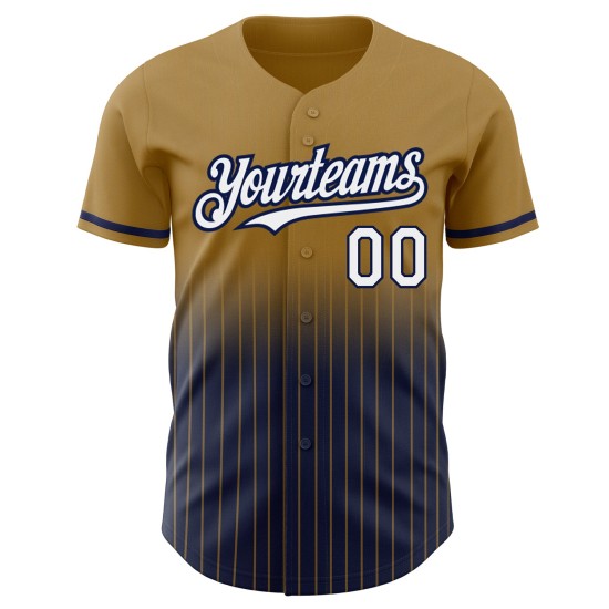 Maillot de baseball personnalisé authentique à rayures fines, dégradé, blanc et bleu marine, style ancien Maillot de baseball personnalisé authentique à rayures fines, dégradé, blanc et bleu marine, style ancien