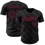 Maillot de baseball noir cramoisi 3D, motif authentique, lignes, personnalisé Maillot de baseball noir cramoisi 3D, motif authentique, lignes, personnalisé