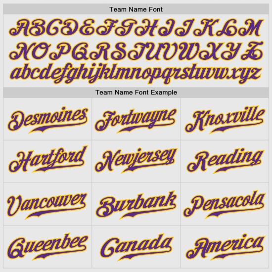 Maillot de baseball à manches raglan authentique, blanc, personnalisé, violet et doré, à fines rayures Maillot de baseball à manches raglan authentique, blanc, personnalisé, violet et doré, à fines rayures