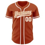 Maillot de baseball authentique blanc personnalisé Texas Orange Maillot de baseball authentique blanc personnalisé Texas Orange