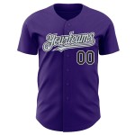 Maillot de baseball noir authentique violet argenté-blanc personnalisé