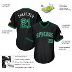 Maillot de baseball authentique en tricot côtelé rétro vert-blanc-noir Kelly Maillot de baseball authentique en tricot côtelé rétro vert-blanc-noir Kelly