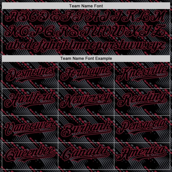Maillot de baseball noir cramoisi 3D, motif authentique, lignes, personnalisé Maillot de baseball noir cramoisi 3D, motif authentique, lignes, personnalisé
