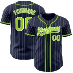 Maillot de baseball à rayures fines, bleu marine, blanc fluo, vert authentique Maillot de baseball à rayures fines, bleu marine, blanc fluo, vert authentique