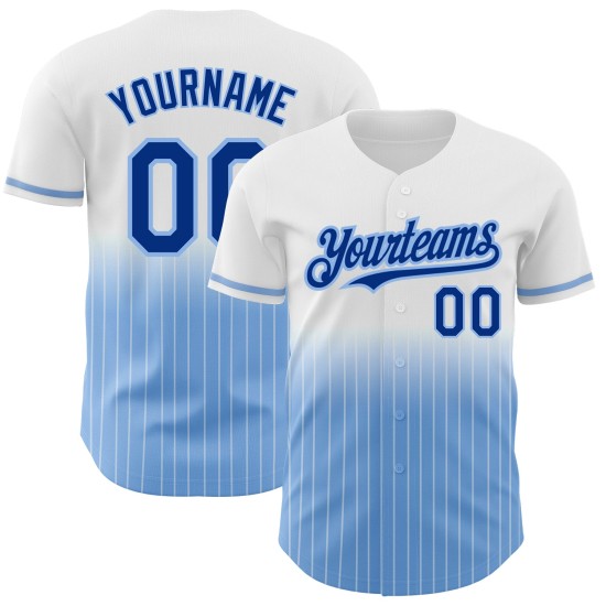 Maillot de baseball personnalisé authentique à rayures bleu royal et blanc délavé Maillot de baseball personnalisé authentique à rayures bleu royal et blanc délavé