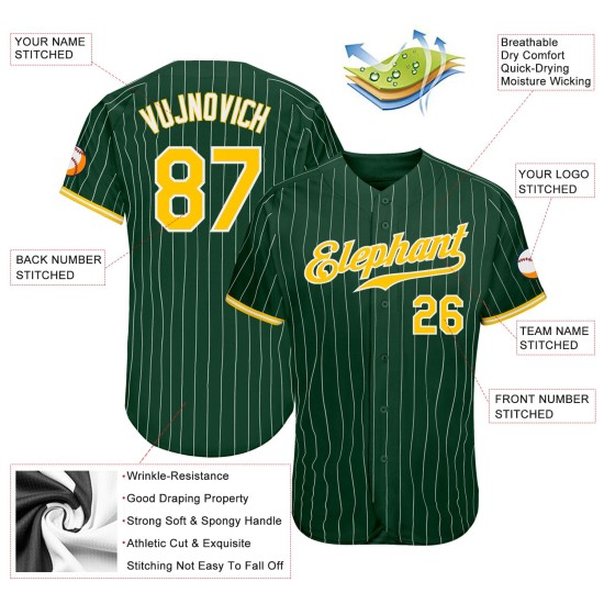Maillot de baseball personnalisé à rayures vertes et blanches Maillot de baseball personnalisé à rayures vertes et blanches