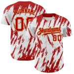 Maillot de baseball abstrait 3D, motif de forme personnalisé, blanc, authentique, or, rouge, ancien, pointu Maillot de baseball abstrait 3D, motif de forme personnalisé, blanc, authentique, or, rouge, ancien, pointu