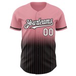 Maillot de baseball rose tendance à rayures fines, dégradé personnalisé, taille moyenne, blanc et noir Maillot de baseball rose tendance à rayures fines, dégradé personnalisé, taille moyenne, blanc et noir