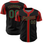 Maillot de baseball authentique Kelly noir, 3 couleurs, vert et rouge Maillot de baseball authentique Kelly noir, 3 couleurs, vert et rouge