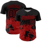 Maillot de baseball 3D authentique motif grunge abstrait rouge et noir Maillot de baseball 3D authentique motif grunge abstrait rouge et noir