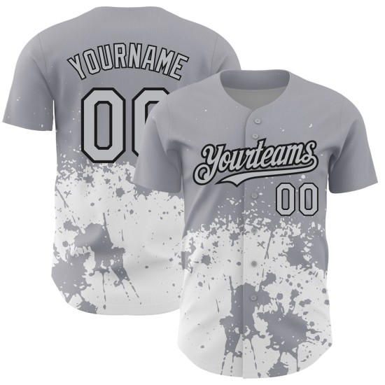 Maillot abstrait authentique noir et blanc motif éclaboussure grunge baseball design gris art personnalisé 3D Maillot abstrait authentique noir et blanc motif éclaboussure grunge baseball design gris art personnalisé 3D