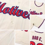 Maillot de baseball authentique rouge-bleu marine personnalisé crème Maillot de baseball authentique rouge-bleu marine personnalisé crème