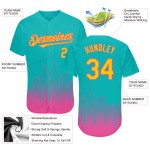 Maillot de baseball City Aqua 3D jaune-rose, mode, authentique, édition personnalisée, fondu, Diego San Maillot de baseball City Aqua 3D jaune-rose, mode, authentique, édition personnalisée, fondu, Diego San