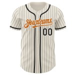 Maillot de baseball authentique noir et crème à rayures orange Texas Custom