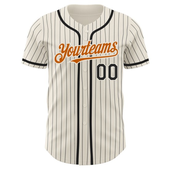 Maillot de baseball authentique noir et crème à rayures orange Texas Custom