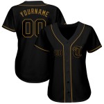 Maillot de baseball noir personnalisé authentique doré noir-ancien Maillot de baseball noir personnalisé authentique doré noir-ancien