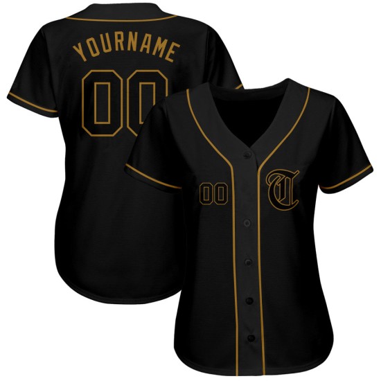 Maillot de baseball noir personnalisé authentique doré noir-ancien Maillot de baseball noir personnalisé authentique doré noir-ancien