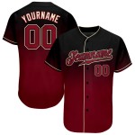 Maillot de baseball tendance Fade, couleur cramoisi-crème, personnalisé, noir, authentique Maillot de baseball tendance Fade, couleur cramoisi-crème, personnalisé, noir, authentique