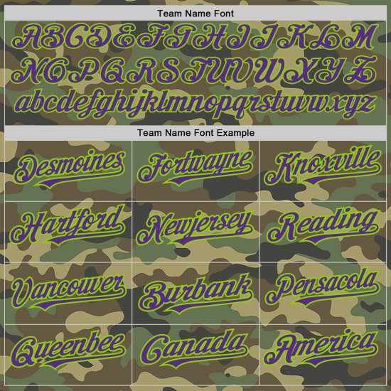 Maillot de service vert authentique camouflage violet-néon de baseball pour saluer la coutume Maillot de service vert authentique camouflage violet-néon de baseball pour saluer la coutume