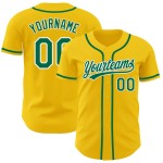 Maillot de baseball Kelly authentique jaune vert-blanc personnalisé Maillot de baseball Kelly authentique jaune vert-blanc personnalisé