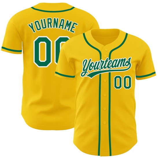Maillot de baseball Kelly authentique jaune vert-blanc personnalisé Maillot de baseball Kelly authentique jaune vert-blanc personnalisé