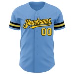 Maillot de baseball léger personnalisé jaune-noir bleu authentique Maillot de baseball léger personnalisé jaune-noir bleu authentique