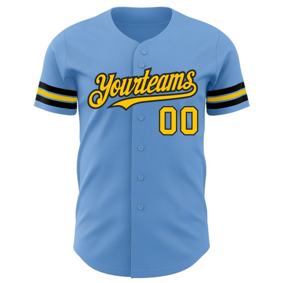 Maillot de baseball léger personnalisé jaune-noir bleu authentique Maillot de baseball léger personnalisé jaune-noir bleu authentique