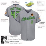 Maillot de baseball authentique vert-bleu marine gris fluo personnalisé Maillot de baseball authentique vert-bleu marine gris fluo personnalisé
