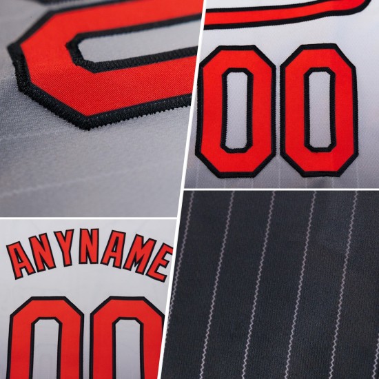 Maillot de baseball personnalisé Fade authentique noir-cramoisi à rayures fines dorées Maillot de baseball personnalisé Fade authentique noir-cramoisi à rayures fines dorées