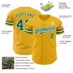 Maillot de baseball personnalisé Kelly Gold vert-blanc authentique Maillot de baseball personnalisé Kelly Gold vert-blanc authentique