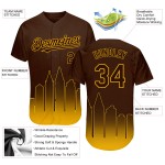 Maillot de baseball San Diego 3D City Authentic Gold Edition, marron, à effet dégradé personnalisé Maillot de baseball San Diego 3D City Authentic Gold Edition, marron, à effet dégradé personnalisé