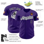 Maillot de baseball noir authentique violet argenté-blanc personnalisé