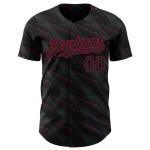Maillot de baseball noir cramoisi 3D, motif authentique, lignes, personnalisé Maillot de baseball noir cramoisi 3D, motif authentique, lignes, personnalisé